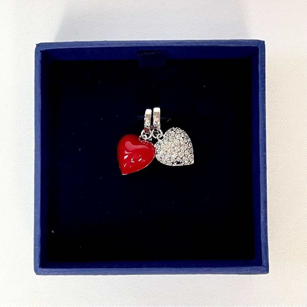Swarovski Double Heart Crystal Charm – Convertible Red & Silver Crystal Design - Picture 4 of 7